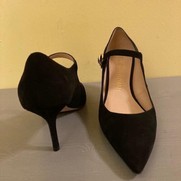 Stuart Weitzman black suede low heel mary jane's, size 10 - Picture 2 of 3